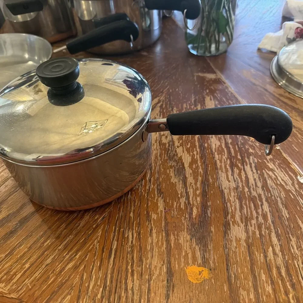 Vtg 1801 Revere Ware Copper Clad 2 Qt Saucepan & Lid Patents 2363973 & 2272609